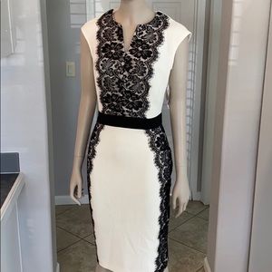 ISO: Taylor Sheath Dress, Ivory w Black Lace